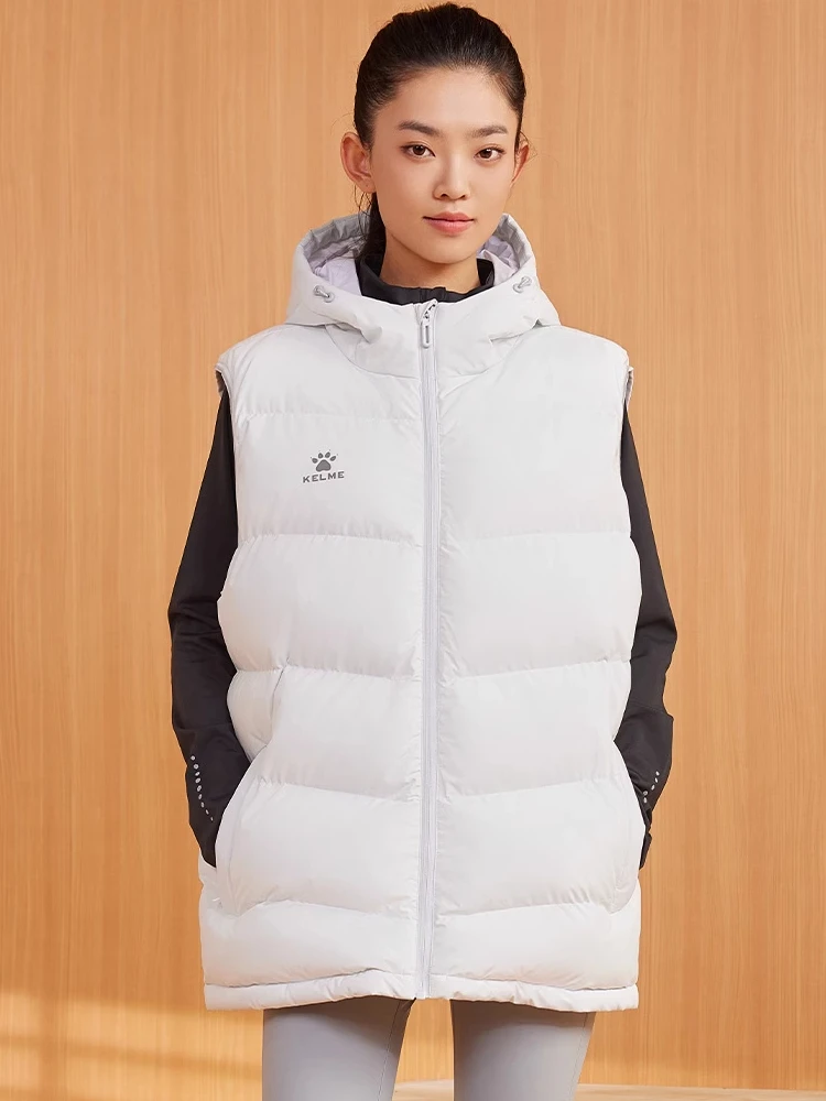Kelme Men's Cotton Vest Autumn And Winter New Product Hooded Sleeveless Vest Women's Casual Warm Windproof Jacket 6