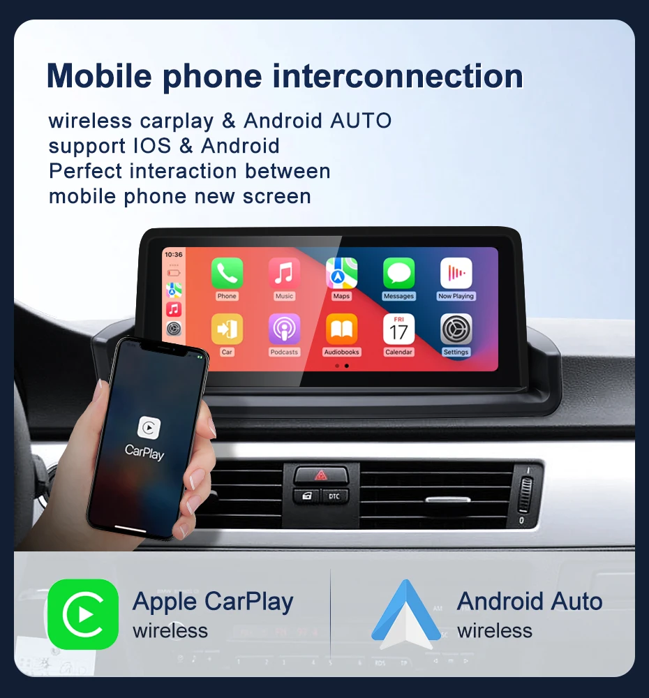 New ID6 ID7 ID8 UI Android System Wireless Carplay AUTO For BMW 3 Series E90 E91