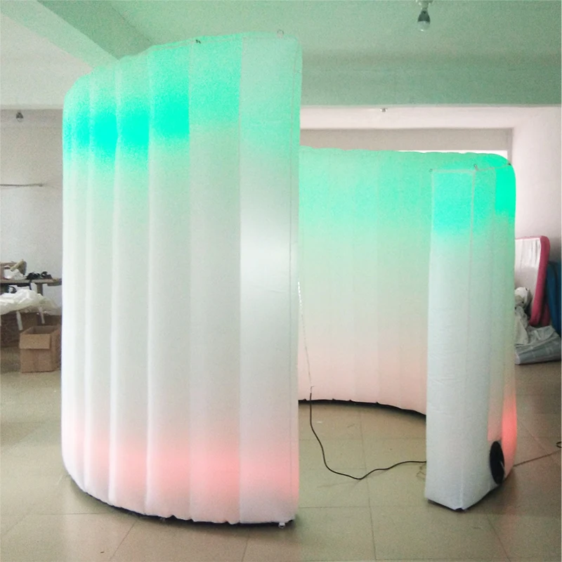 Commercial LED Inflatable Photo Booth Wall Curve Whirl 360 Photobooth Backdrop Enclosure for Business, Rental, Party, Carnival