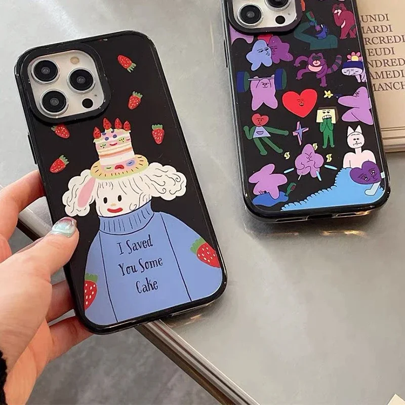 

Mirror Surface Cartoon Cake Phone Case Cover for IPhone 11 12 13 14 15 Pro Max Case for IPhone 15 Pro Max