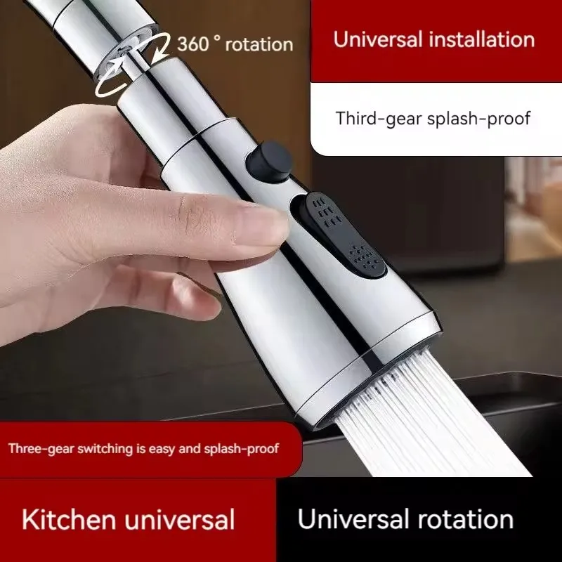 360&deg;Kitchen 3-step Adjustable Tap Splashproof Extender Household Universal Booster Sprayer Universal Tap with Swivel Spout Faucet Extender Faucet Sprayer Faucet Sprinkler