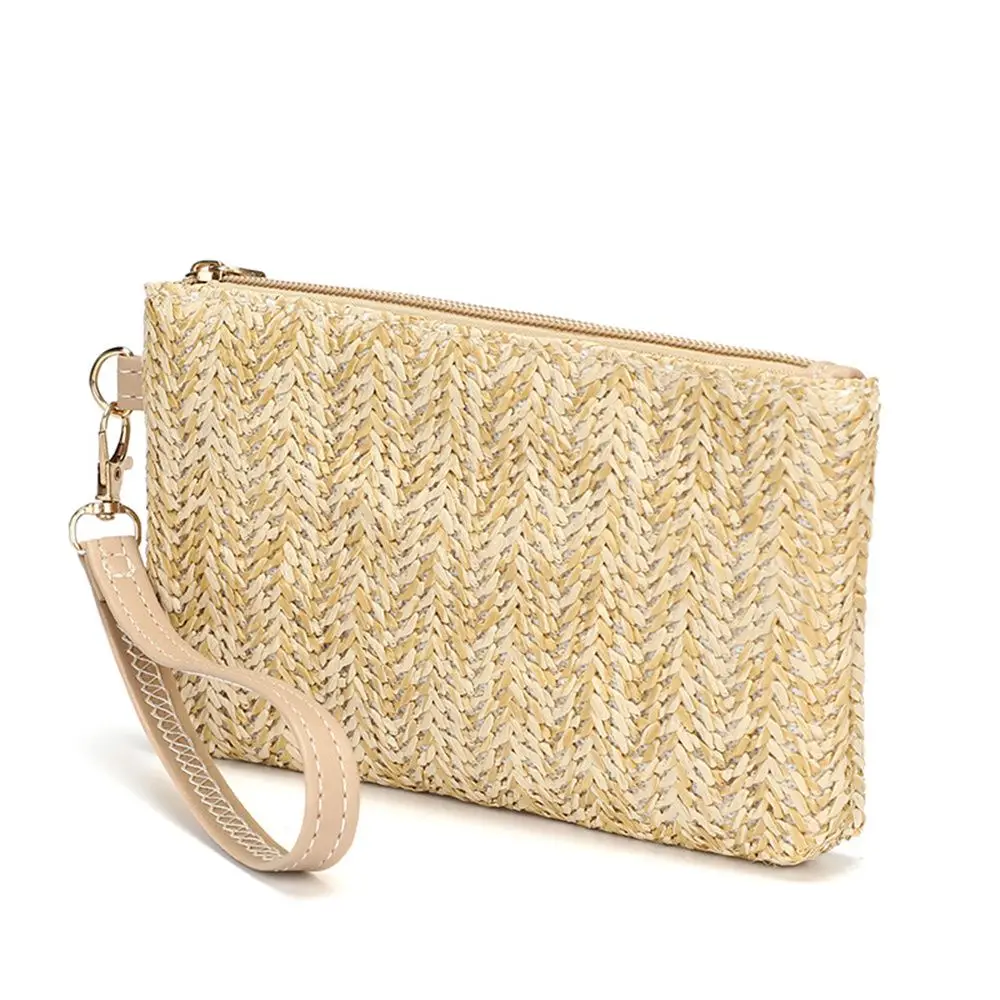 

Fashion Women Bohemian Woven Clutch Bag Casual Beach Small Handbag Coin Purse Summer Phone Bag Wallet Card Holder