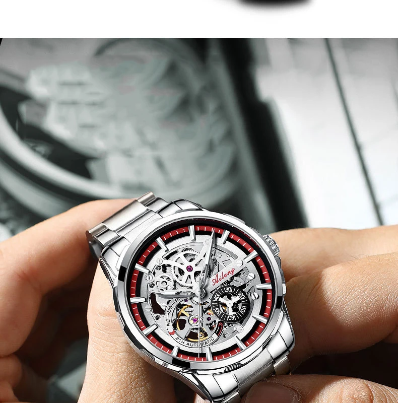 AILANG Men's Fashion Hollow Mechanical Watch High Quality Leather Waterproof Fully Automatic Tourbillon Watches Men's Clock_voghion.com