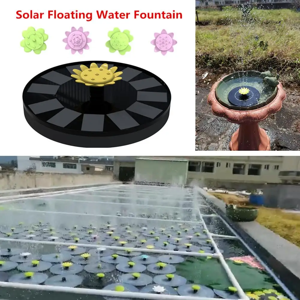 

Pump Energy Saving Floating Solar Fountain with 5 Flower Shape Solar Fountain Nozzles for Bird Bath Garden Backyard Pond