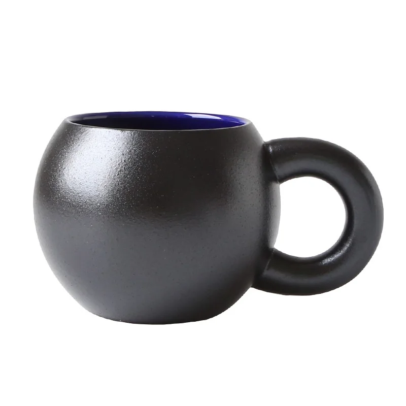 Creative Big Ear Ceramic Mug High Color Candied Haws Fat Handle Design White Frosted Cup Household Personalized Milk | Дом и сад
