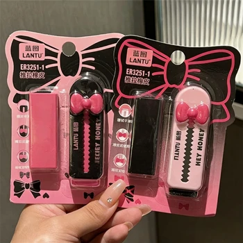 Gomme da cancellare in gomma con fiocco di design push-pull Kawaii Strumento di correzione per studenti Cancelleria Kawaii Forniture per ufficio scolastico Regalo per bambini