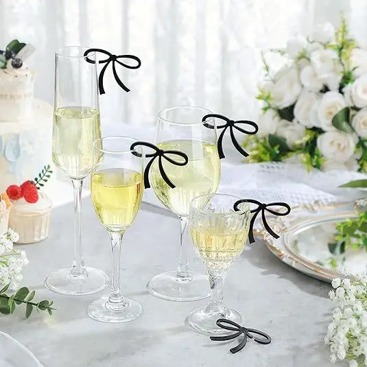 Jingmore 24 Pack Wine Glass Bows - Self-Adhesive Drink Markers For Weddings & Parties - View #10