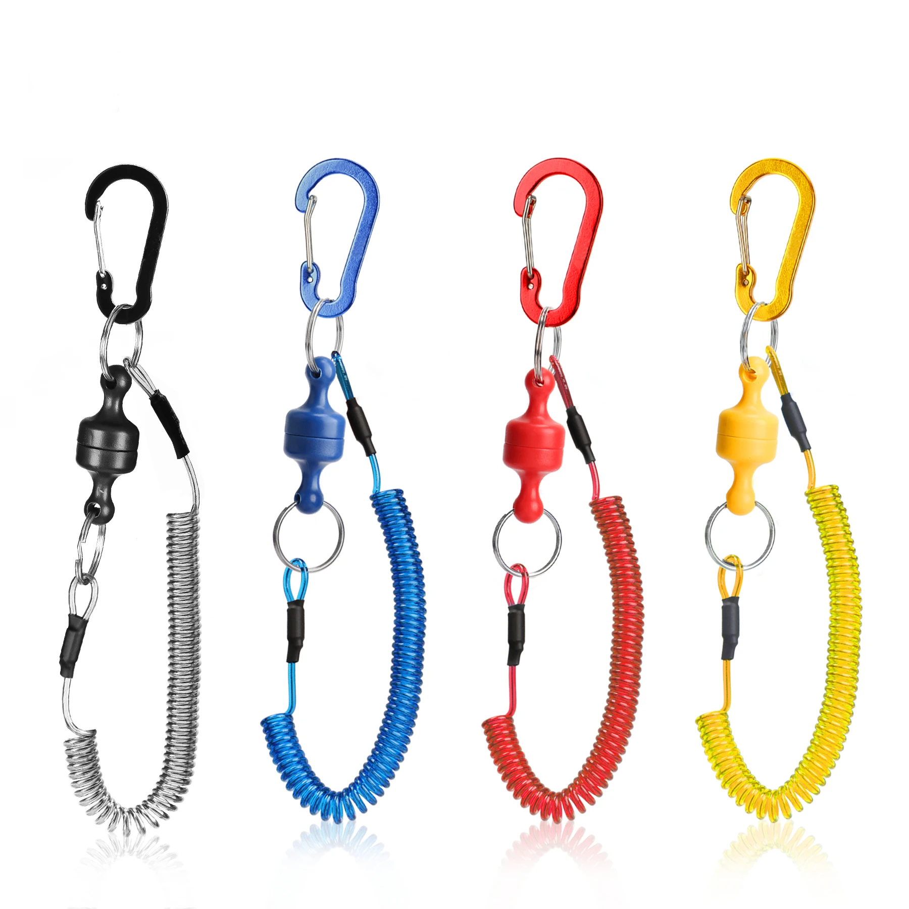 Strong Magnetic Release Clip Net Rack with Fishing Tools Coiled Lanyard 1.5m Fishing Coil Lanyard Hook Buckle for Fly Fishing