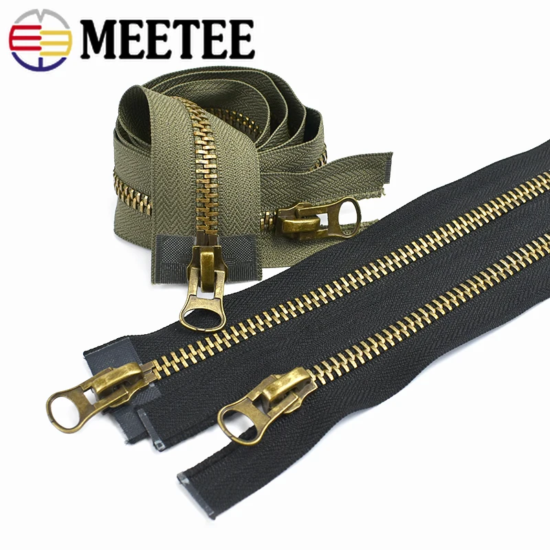 Meetee 8# Metal Zipper 70/80/90/100/120cm Double Sliders for Coat Down  Jacket Zip Repair DIY Clothing Sewing Tailor Accessories - AliExpress