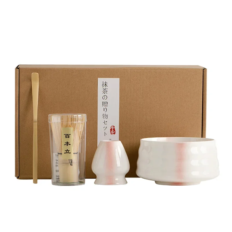 transparent glaze Japanese Matcha Blender Set with Bamboo Whisk Matcha Brush Teaspoon Kiln Beverage Shop DIY Tea-Making Tools