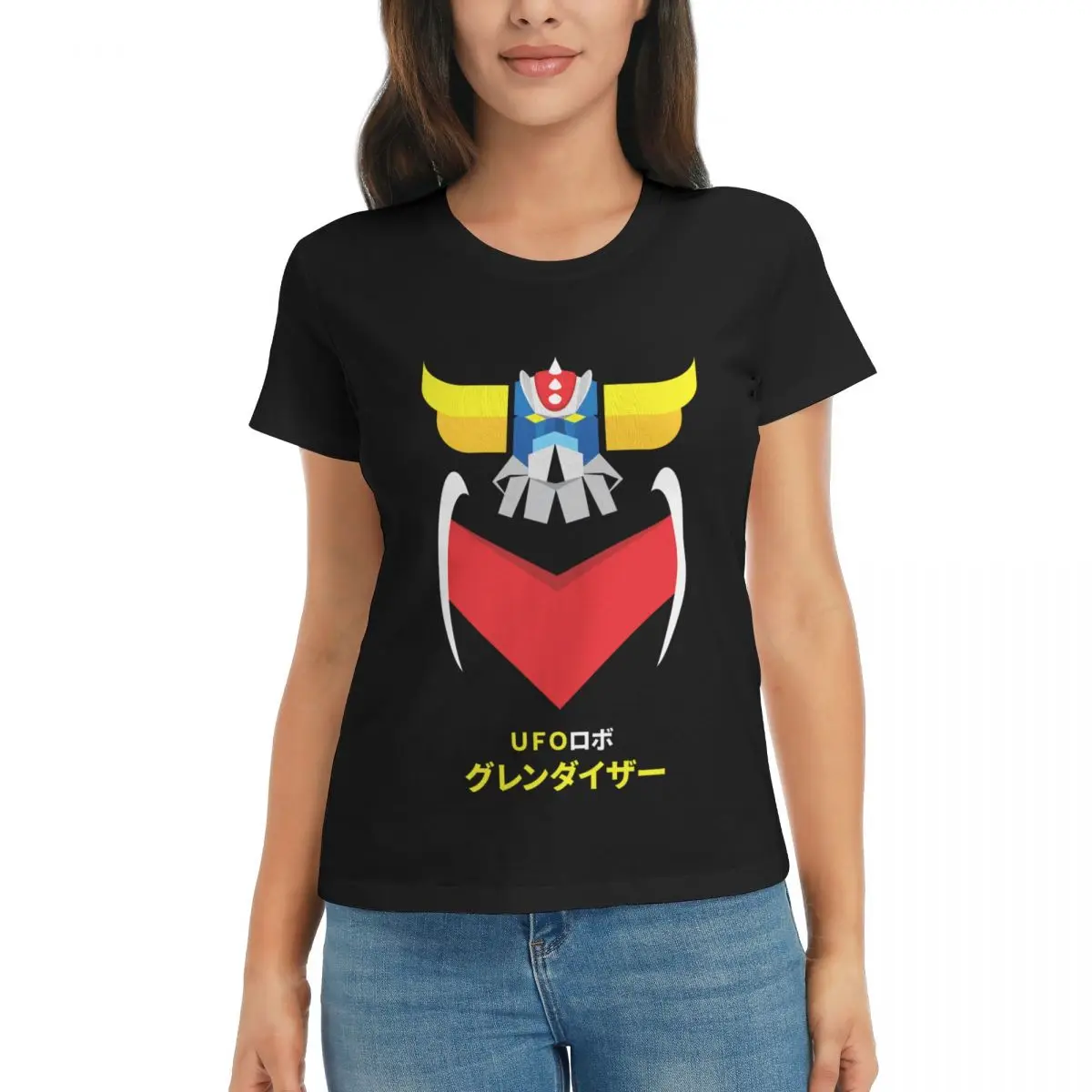 

Campaign Grendizer Color And Japanese Writing R348 Top tee Black premium High grade Leisure Eur Size