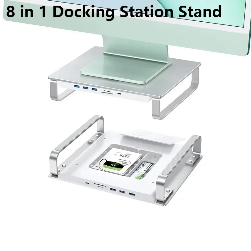 Docking Station para Imac em Usb c Suporte Dual Hdd M.2 Nvme Ngff 2.5 Sata Hdd para Mac Mini Hub Suporte do Suporte do Monitor