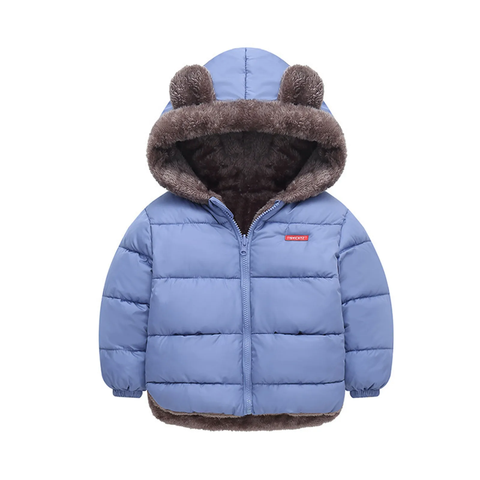 

Autumn Children’s Cotton-padded Jacket Winter Bear Ear Hooded Jacket For Boys Girls Baby Kids Clothes Warm Casual Fleece Coat