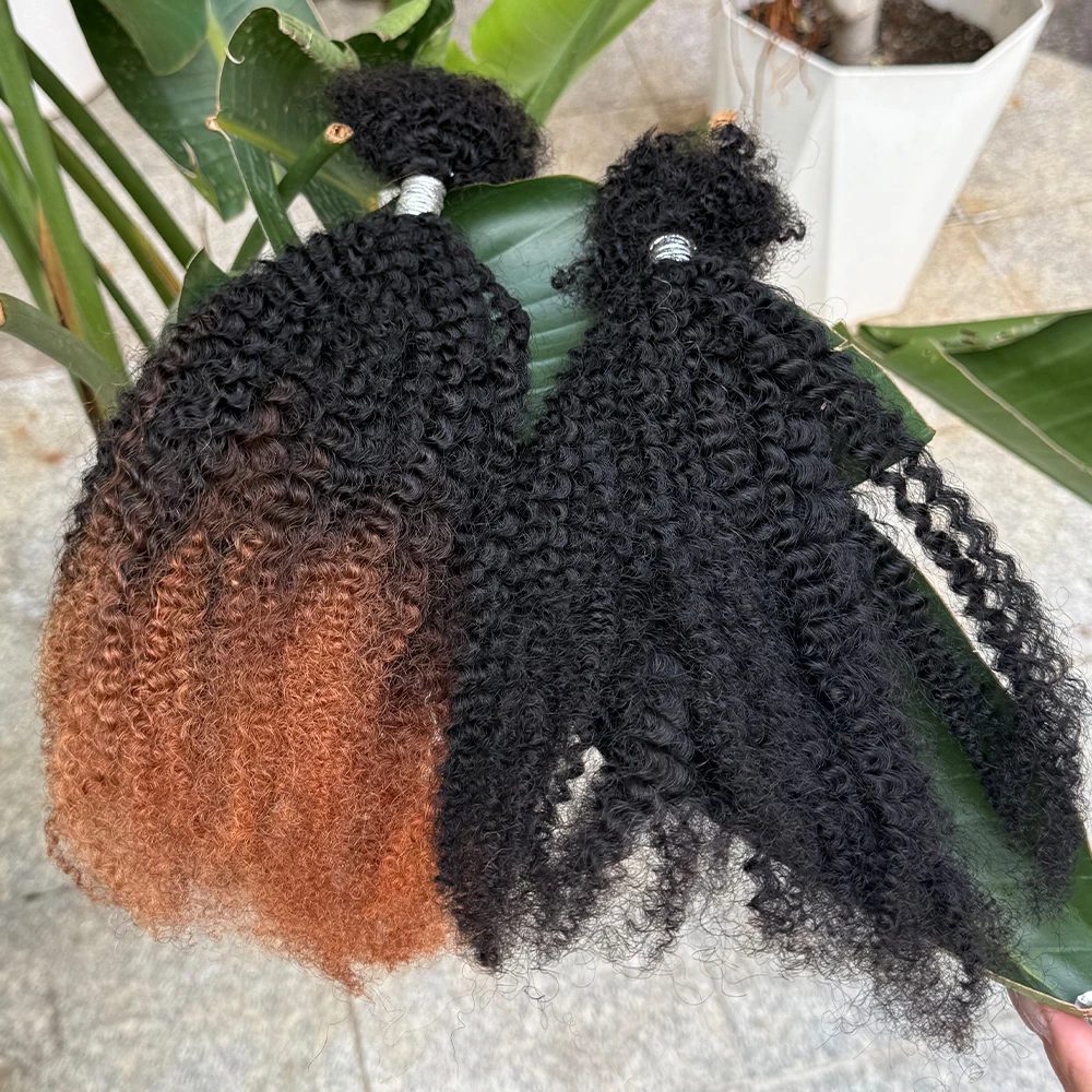 Afro Kinky Bulk Human Hair 30g/pack 16inches 100% Human Hair Micro Twist Afro Kinky Curly Bulk Hair Extensions For Braiding 5