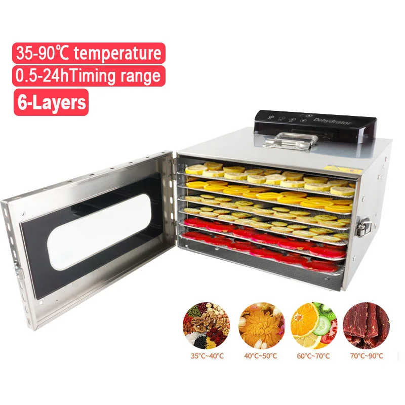 110V/220V 6-layer Food Dehydration Dryer Dried Fruit Machine Fruit Meat Food Vegetable Snacks Air Dryer