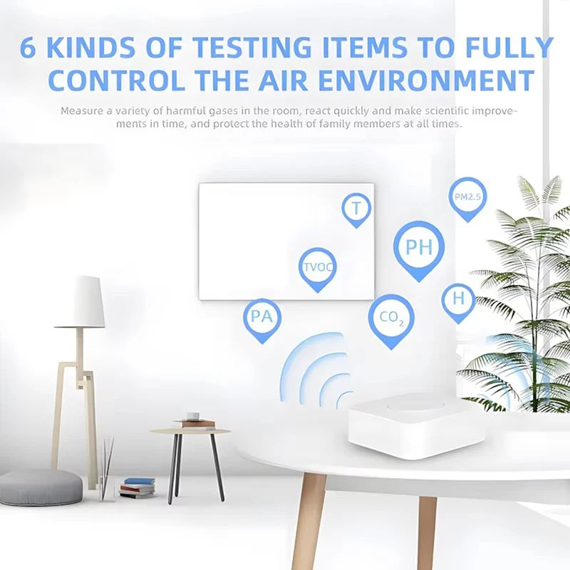 Tuya WIFI/Zigbee Smart Air Quality Monitor Box VOC HCHO PM2.5 Gas Detector Temperature Humidity Meter 6 IN 1 Air Housekeeper