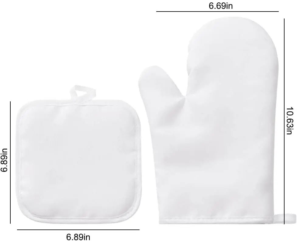 2pcs Set Of Polyester Sublimation Blank Oven Mitts&Pot Holder For Personalized Baking Glove Kitchen Pads Cooking Tool Insulation