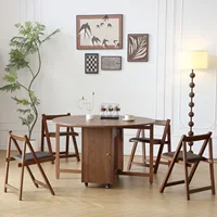 Table à manger ronde pliante multifonctionnelle avec chaises, meubles à la mode 3