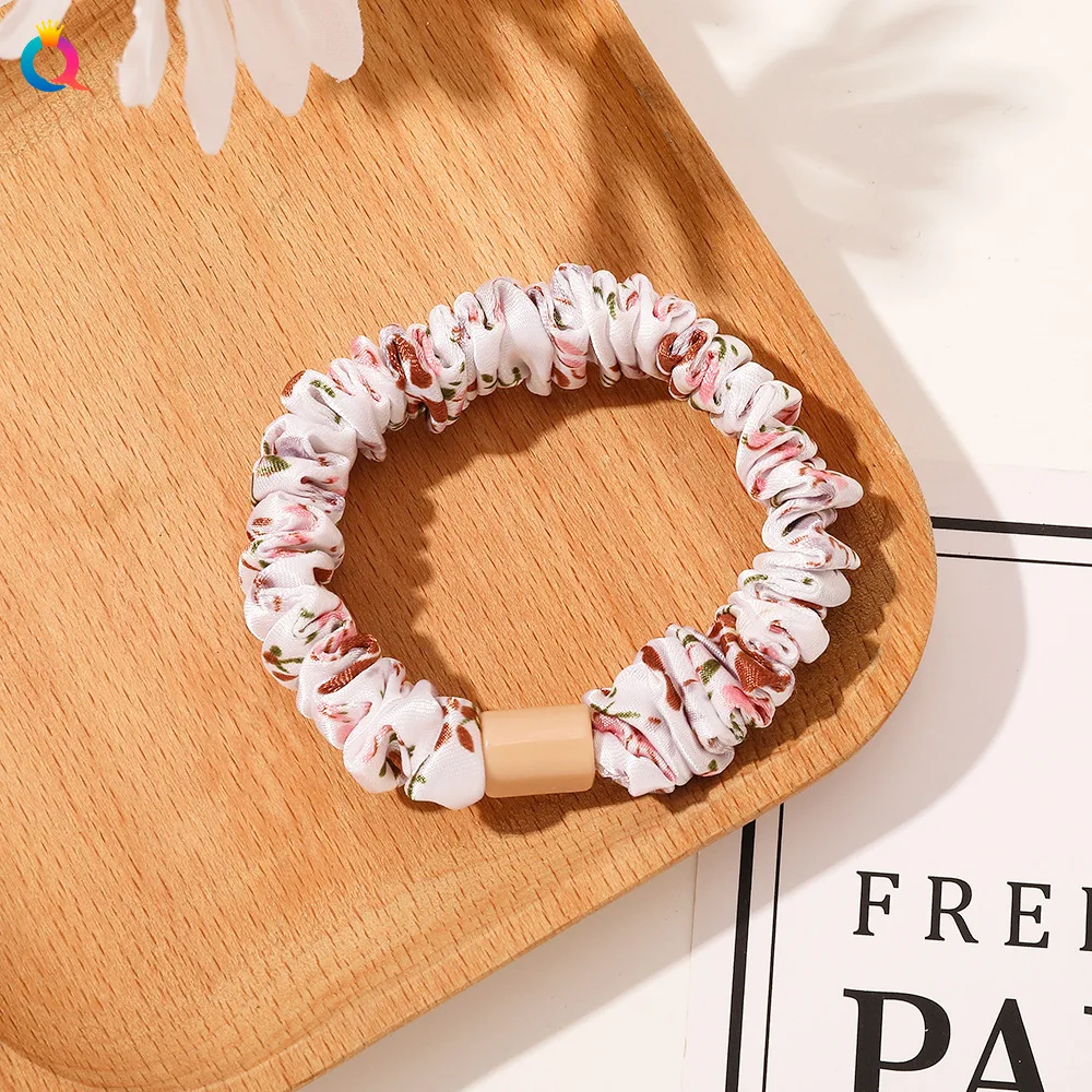 Women's Satin Floral and Polka Dot Hair Scrunchies Set