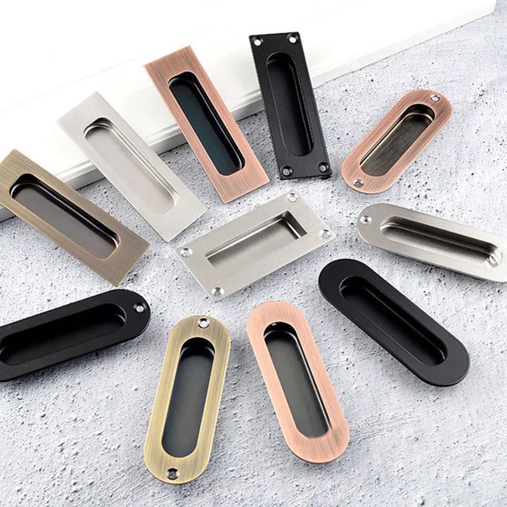 Concealed Door Handle 304 Stainless Steel Sliding Door Handle Furniture Embedded Door Pull Wardrobe Cabinet Drawer Knob