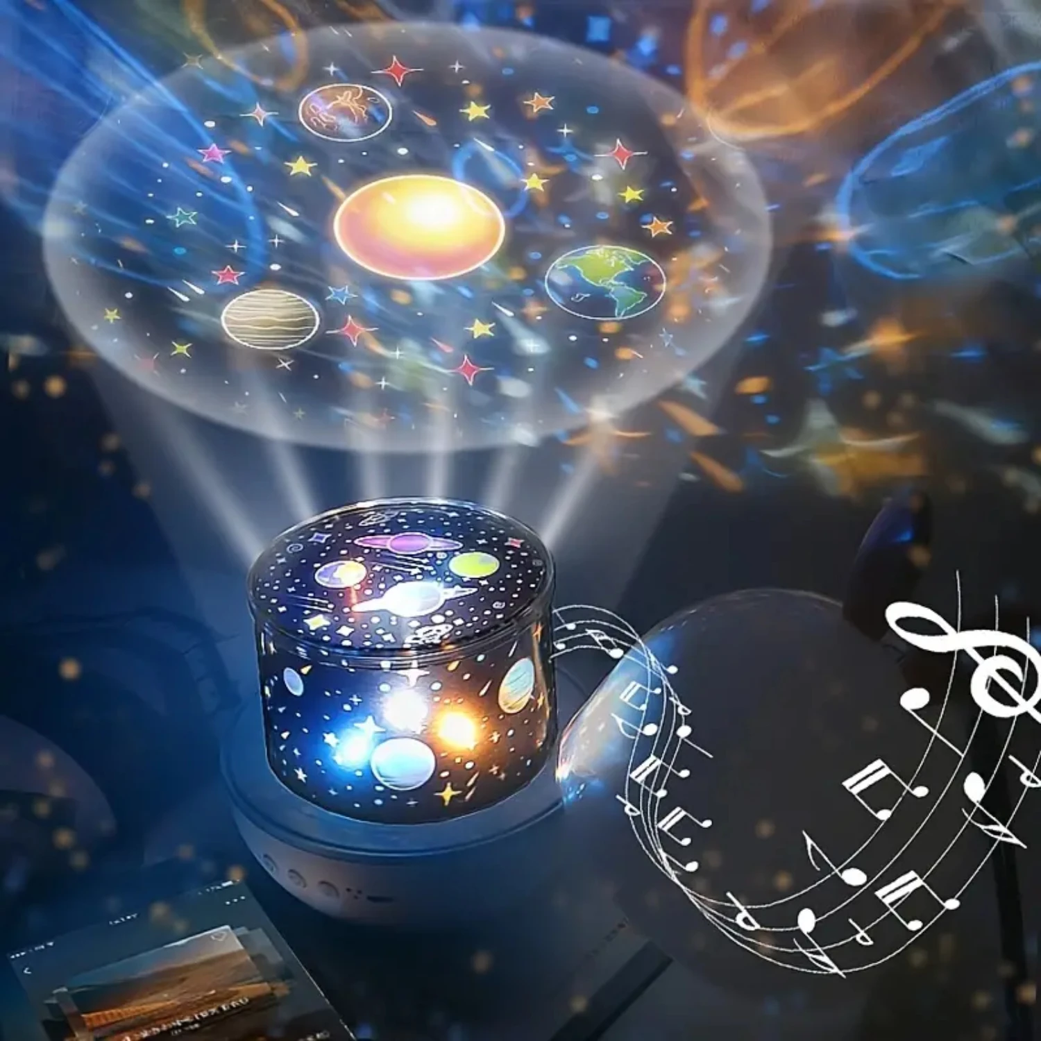 Beautiful and stunning Gypsophila and star projection remote control music box-DIY music projector with projector lamp, perfec