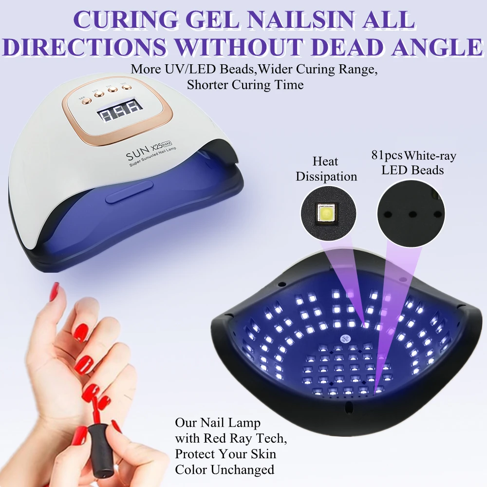 SUN X25 Max UV LED Nail Lamp For Fast Drying Gel Nail 81 LEDS Nail Dryer With Auto Sensor Professional Manicure Salon Tool 3