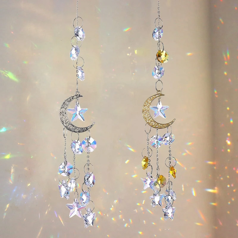 Suncatchers Light Catcher Hanging Crystal Moon Catcher Pendants Rainbow Maker Garden Home Window Wind Chimes Charm Decoration sun catcher sun catchers window ornament