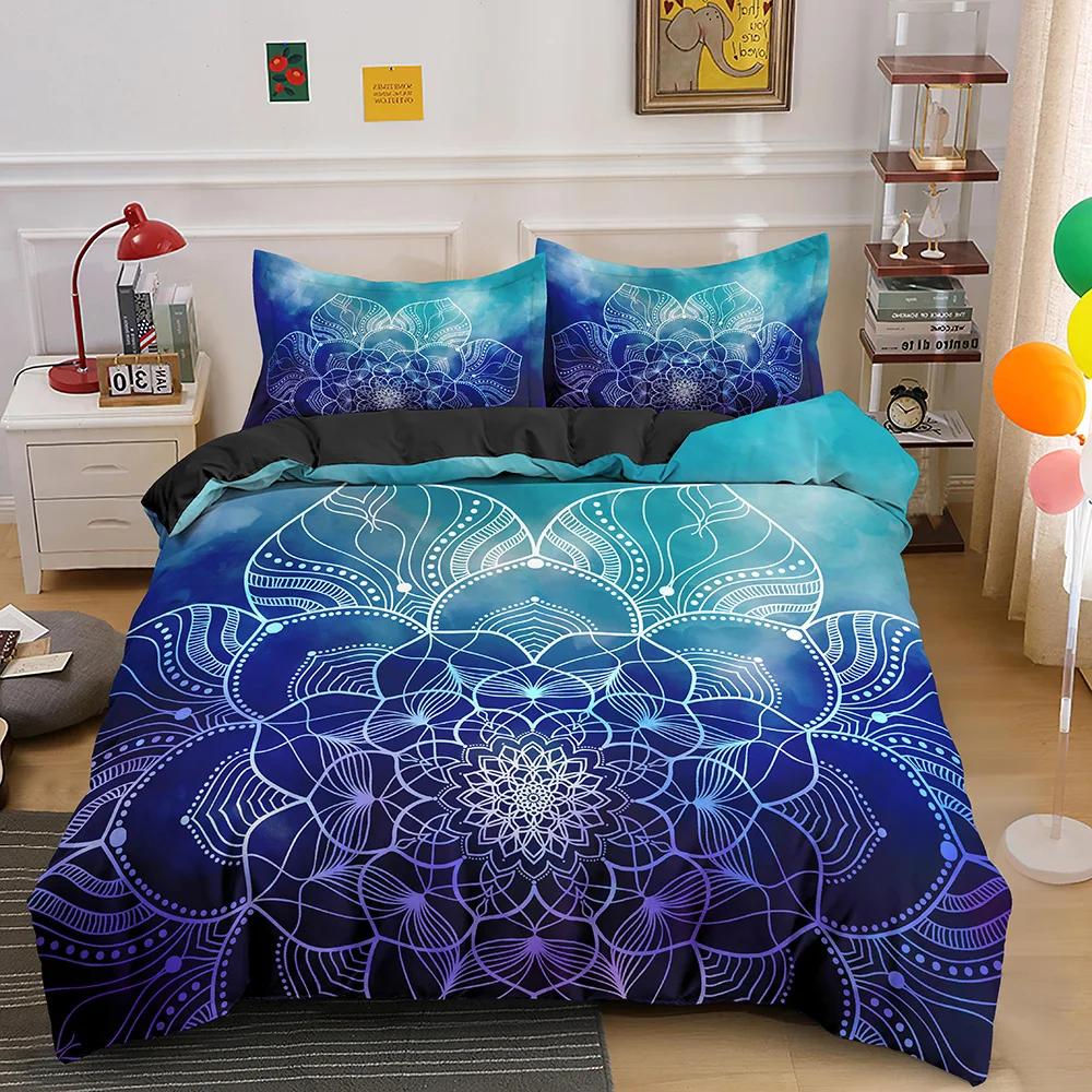 Psychedelic Boho ���Ÿ� ħ�� ��Ʈ 2/3PCS Pillowcase ŷ ���ٶ� �̺� Ŀ�� �� �̺� Ŀ�� ���� ������ ��Ʈ Ŀ��