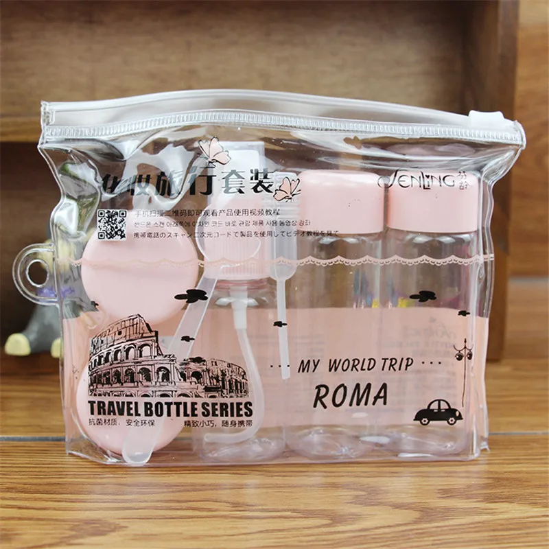 7pc/Set Travel Mini Makeup Cosmetic Face Cream Pot Bottles Plastic Transparent Empty Make Up Container Bottle Travel Accessories travel makeup containers