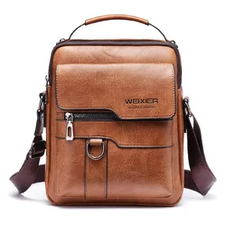 Men's PU Leather Crossbody Shoulder Bag - Stylish Business and Travel Messenger Bag - 22x8x26cm (Brown)
