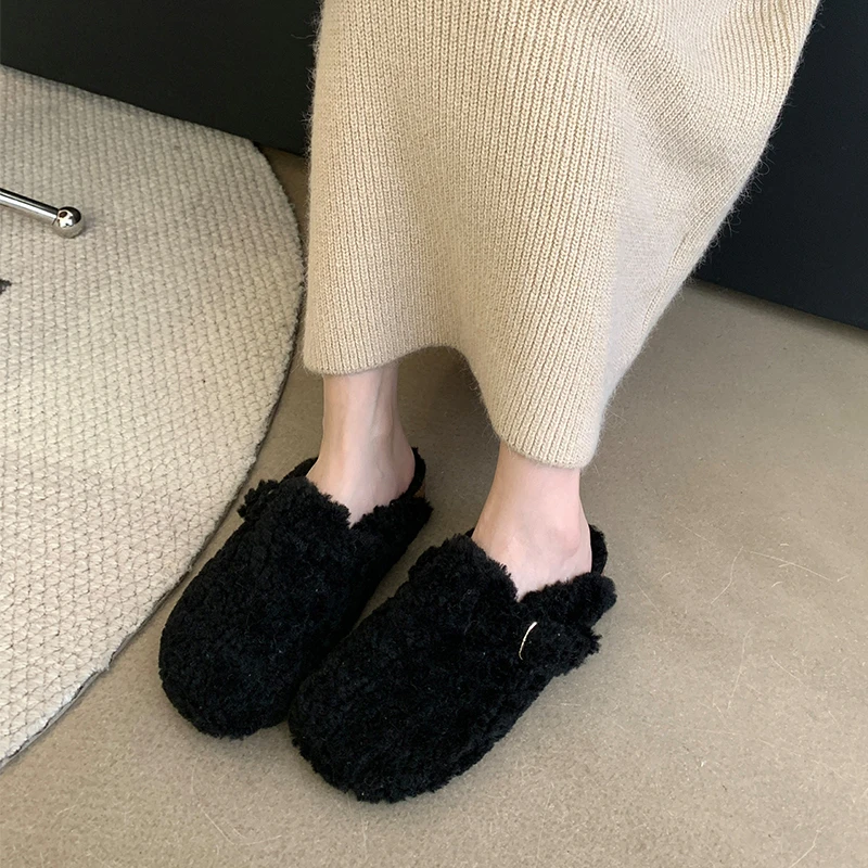 2023 New Women's Wool Slippers Warm Platform Wool Slippers women Slippers Women Sheepskin Slippers Women Shoes Real Wool Lamb