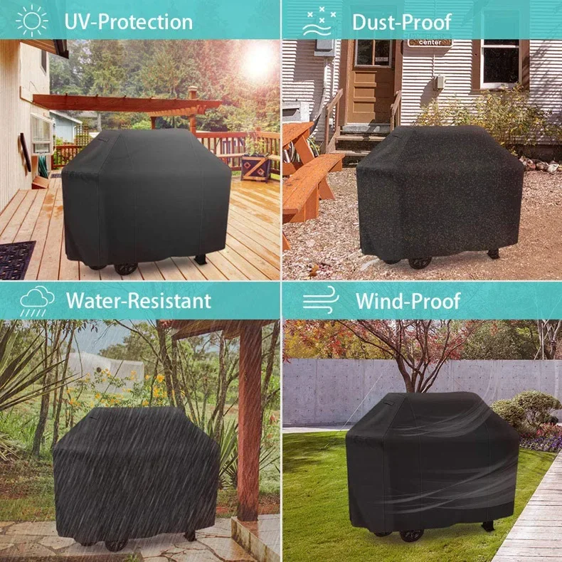 

Black Waterproof BBQ Cover Outdoor Anti Dust Oxford Fabric Durable Protective Charcoal Oven Cover Outdoor Garden BBQ Accessories
