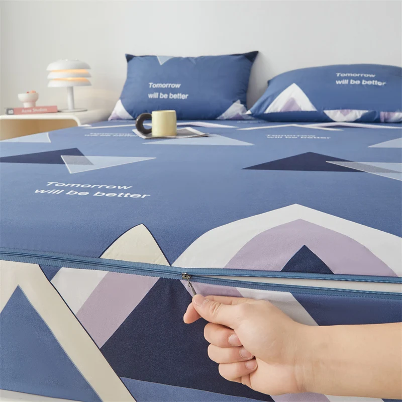 Waterproof Bed Cover Six Sides All Inclusive Printing Waterproof Mattress Cover Anti-Slip Mattress Protector Customizable