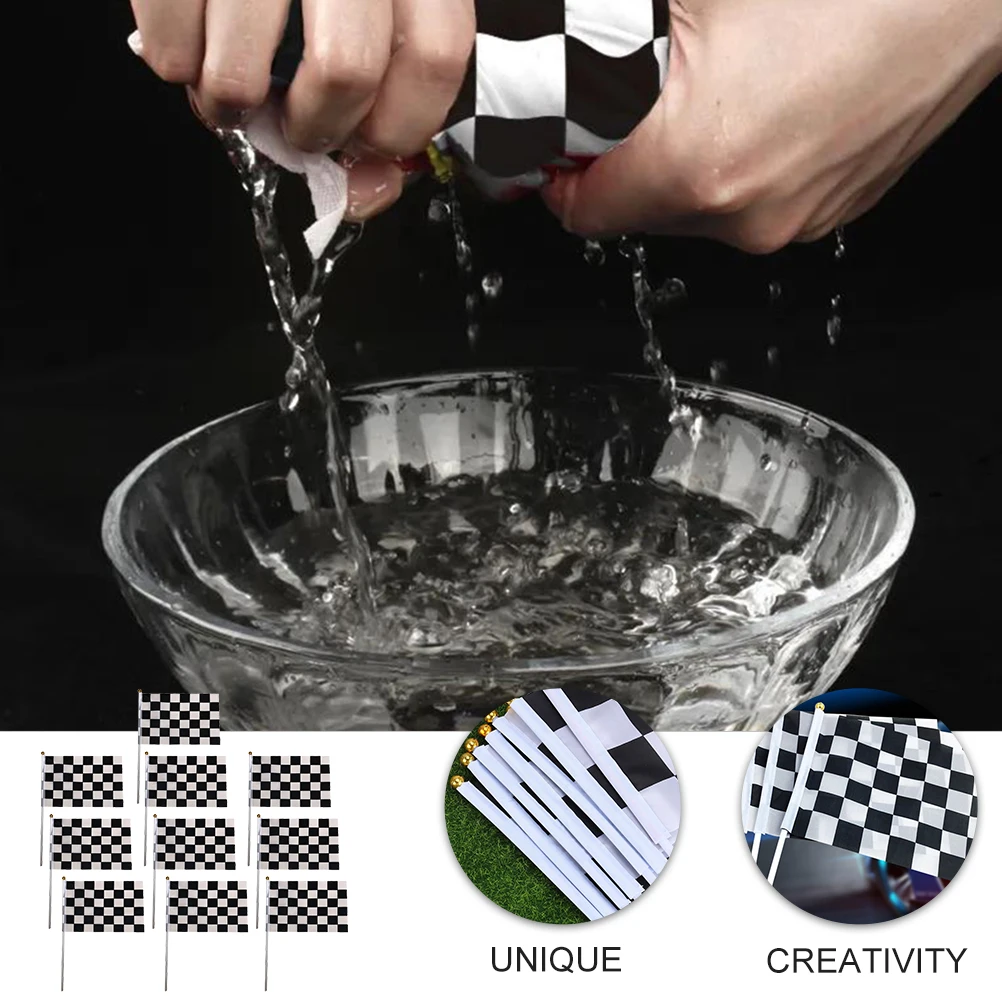 Aliexpress Flags 10Pcs Racing Signal Flags Polyester Black White Checkered Handheld ...
