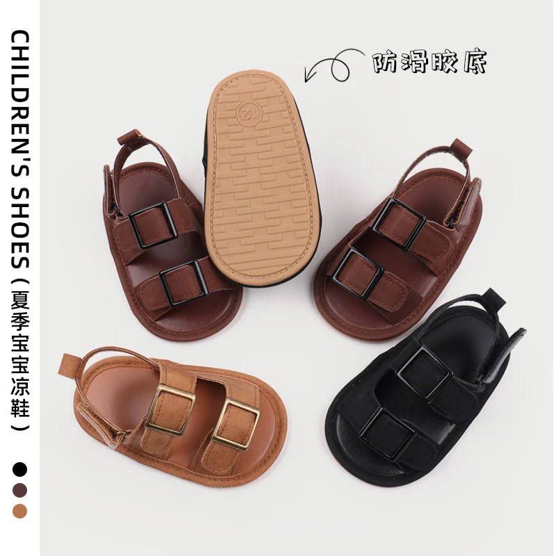 Baby Shoes Summer Sandal Cool Style High Quality PU and TPR Anti-slip Sole Todder Walking Shoe 0-9-18 Month 2024 Fashion BHX3205 2