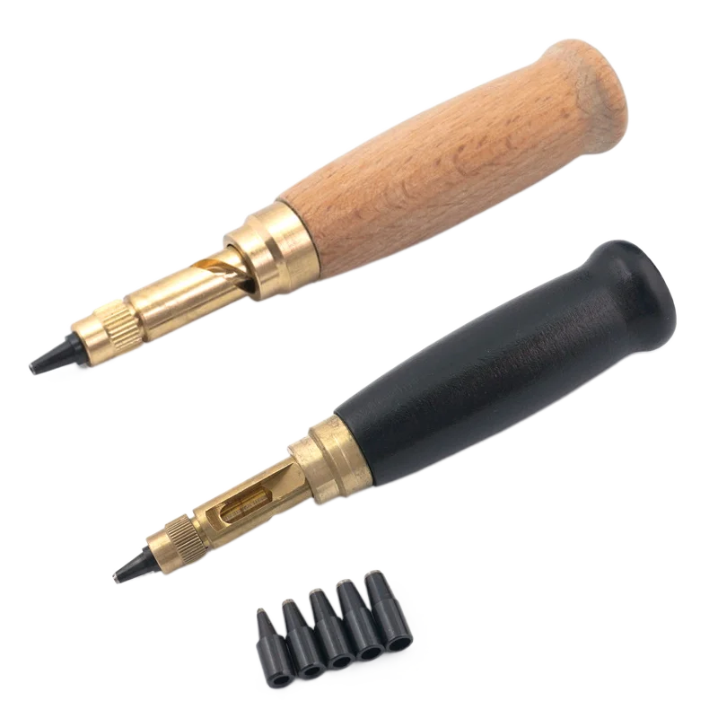 

5 Hole Sizes Automatic Belts Screw Punch Mute Rotary Punching Steel Belt Hole Leather Craft Tools Hole Punchers Cutter Sewing