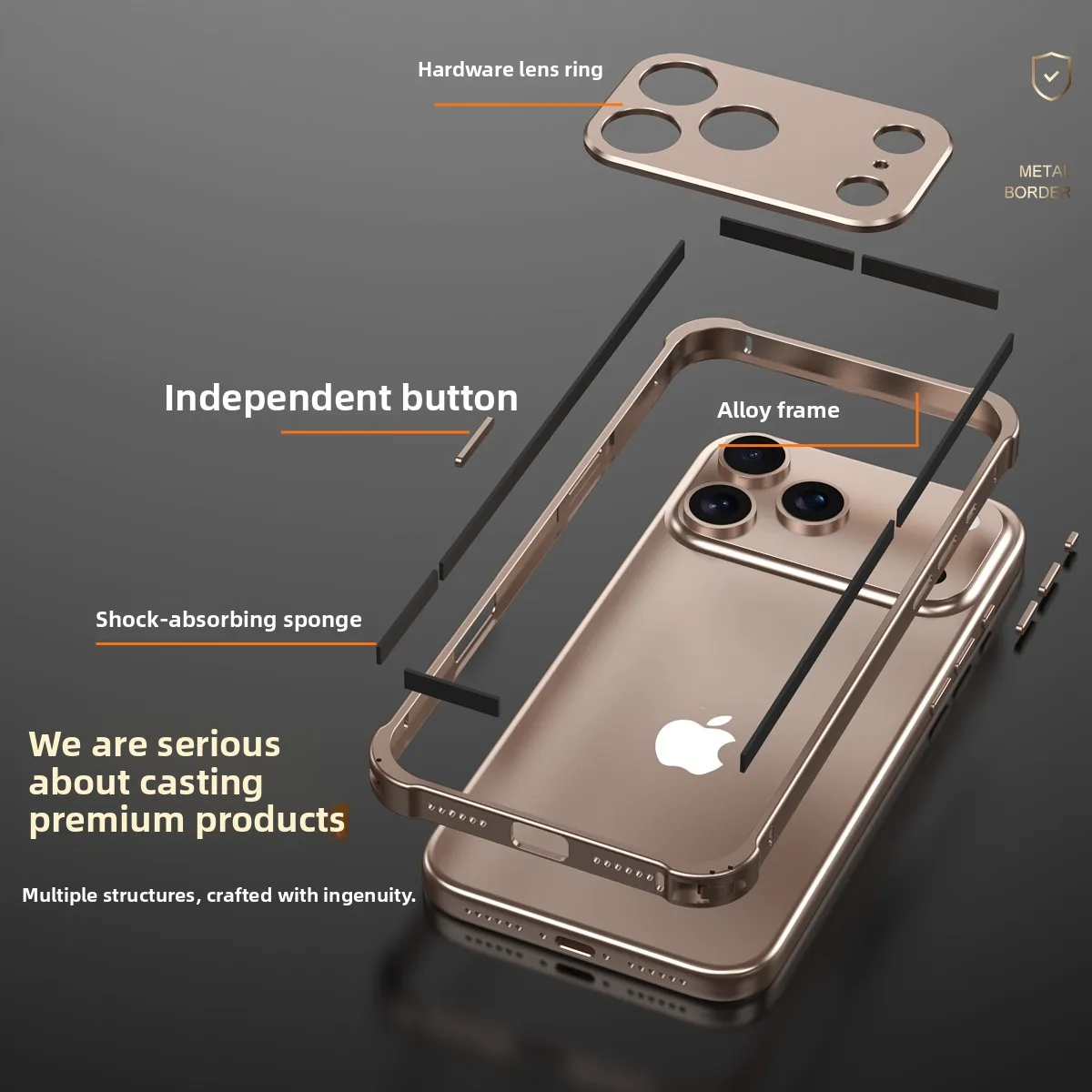 Premium Aluminium Frame Metal Bumper Case with Alloy Lens Protector - High-Quality Phone Cover