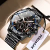 POEDAGAR Luxury Man Watch Chronograph Luminous Waterproof Date Quartz Men Wristwatch Stainless Steel Fashion Men's Watches Reloj
