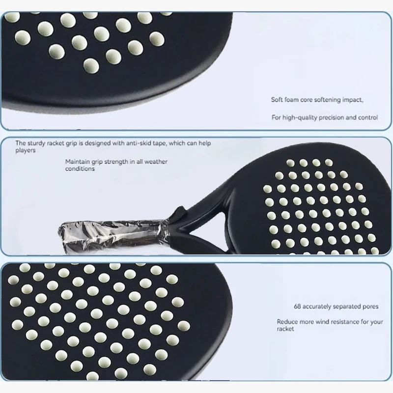 Professional Carbon Paddle Racket Soft EVA Face Tennis Raqueta With Padel Racket Bag For Men Women Training Accessories