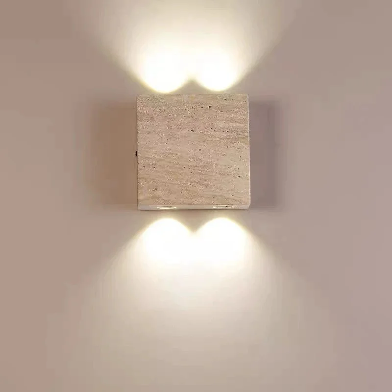 Modern Minimalist Square Natural Stone LED Wall Lamp Bedroom Living Room Staircase Corridor Atmosphere Light Home Decor Fixtures