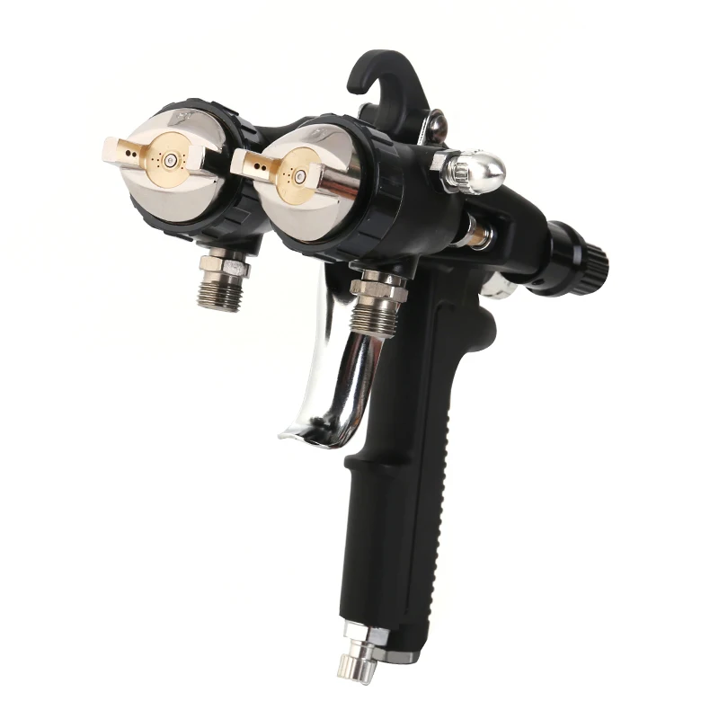 New Double Head HVLP Spray Gun 1.4mm Nozzle Waterborne Paint Coating Nano Tool Corrosion Resistance