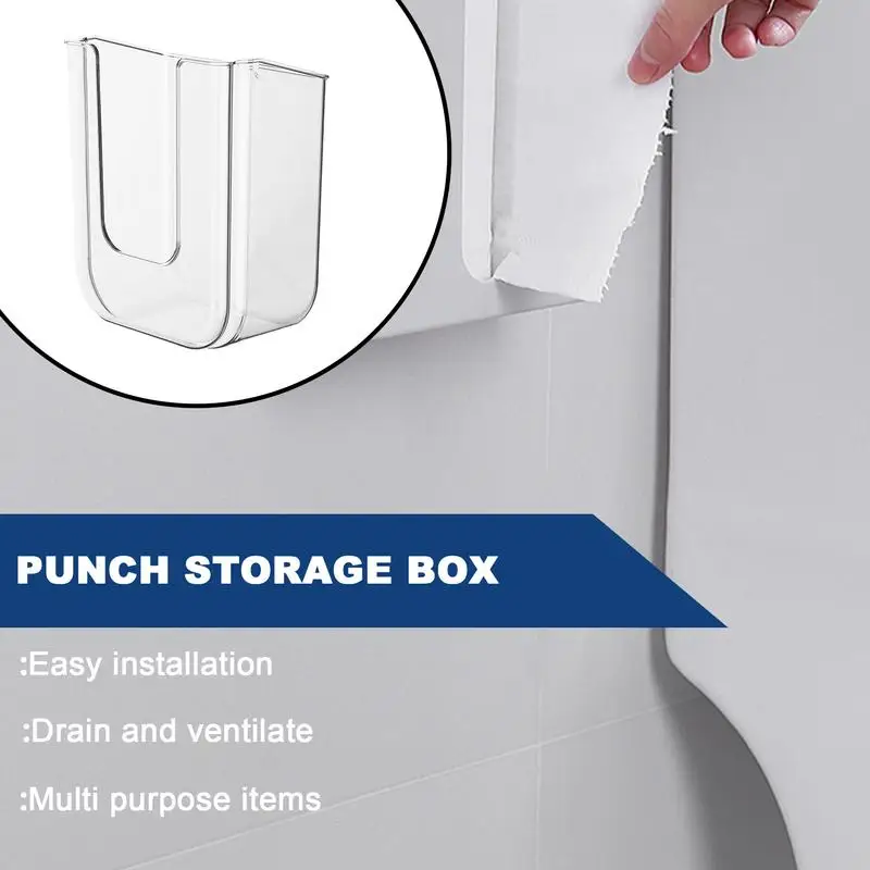 Bathroom Wall Mounted Wet Tissue Storage Box Self-adhesive Paper Towel Holder