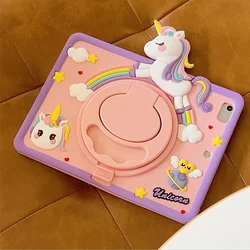 Unicorn Cartoon Kids Cover Case with Rotating Handle Stand for Redmi Pad SE 11 inch (DJS)