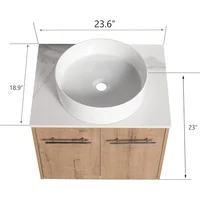 24" Floating Bathroom Vanity with Sink,24 Inch Single Sink Wall Mounted Bathroom Vanity,2 Doors and White Ceramic Basin Sink Top 2