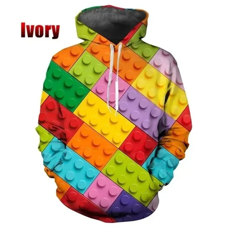thumbnail image 1 of Sudadera con capucha de moda para hombre, con estampado 3D de bloques de rompecabezas, tendencia de otoño e invierno, sudadera de manga larga de gran tamaño para exteriores, 1 of 4