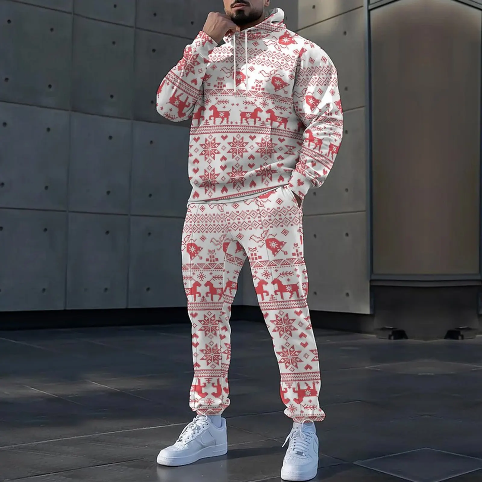 Autumn Mens Sweatshirt Pants Set Sportwear Tracksuit