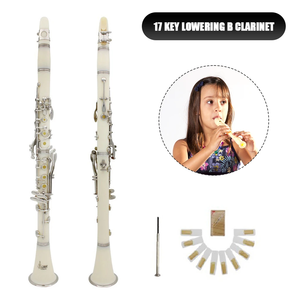 

Bb Clarinet 17 Keys with Case Orchestra Musical Instruments White Gloves/Cleaning Cloth Barrels/Reeds for Beginners and Students