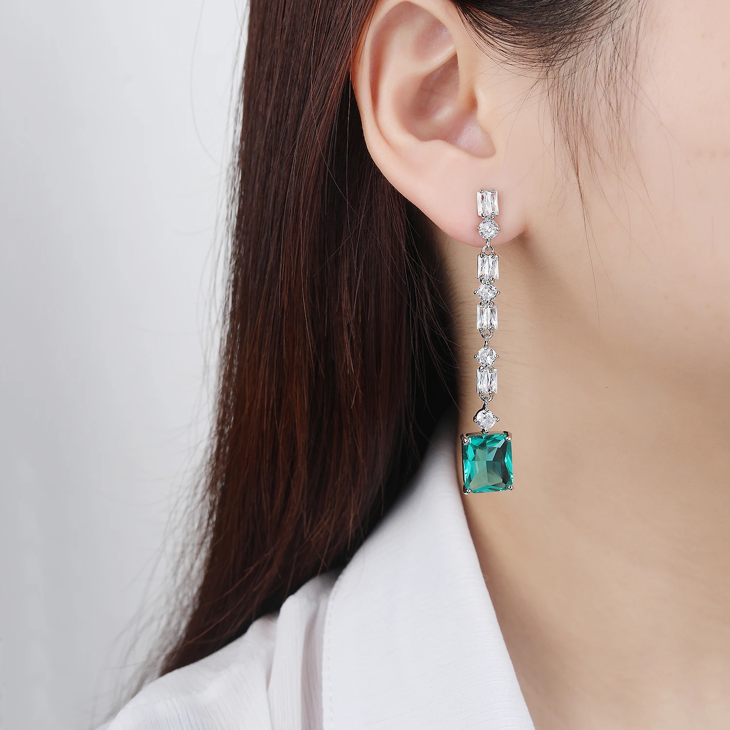 Long Drop Earrings for Wedding,Cubic Zircon Dangle Earring for Bride, Women Girl Gift Jewelry Accessories CE11676