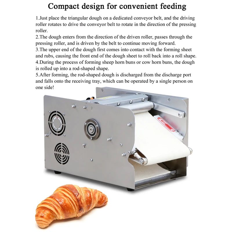 Commercial Bakery Equipment Loaf Toast French Bread Croissant Baguette Dough Forming Rolling Making Machine 5
