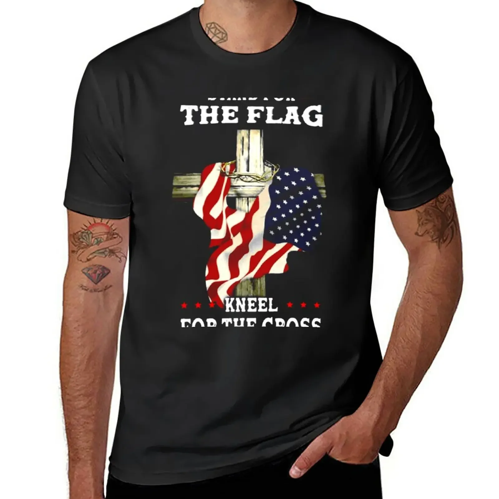 

Stand For The Flag Kneel For The Cross T-Shirt customizeds anime plain white t shirts men